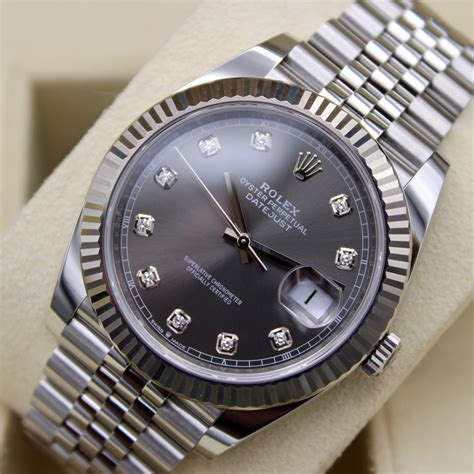 rolex datejust 41 grey dial diamond